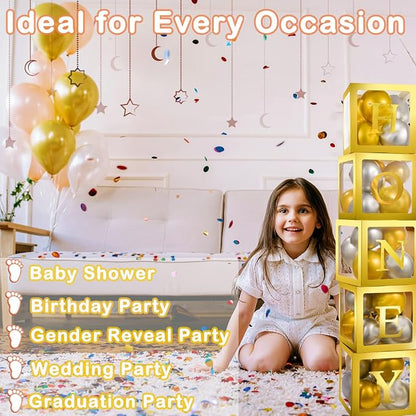 Baby Boxes with Letters for Baby Shower, 5 Clear Balloon Boxes with 78 Letters - Image 5