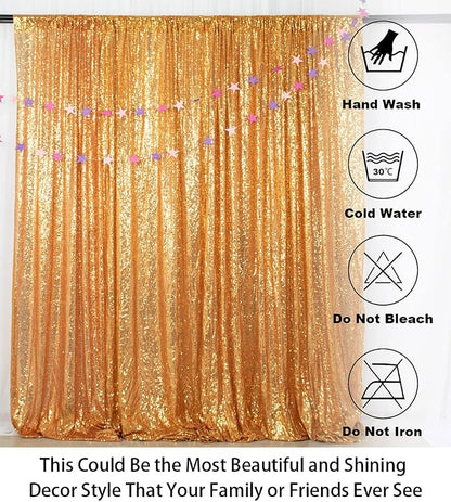 ShinyBeauty Gold Sequin Curtain Backdrop 2 Panels 4FTx8FT Photo Curtain - Image 5