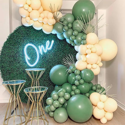 PartyWoo Sage Green Balloons 50pcs Olive Eucalyptus Dusty Green Boho Color | 5 - Image 7