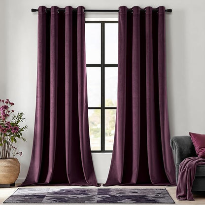 MIULEE Velvet Curtains Purple Orchid 52 x 84 Inch Length Set of 2 | Grommet by MIULEE