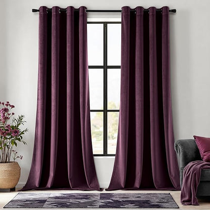 MIULEE Velvet Curtains Purple Orchid 52 x 90 Inch Length Set of 2 | Grommet by MIULEE