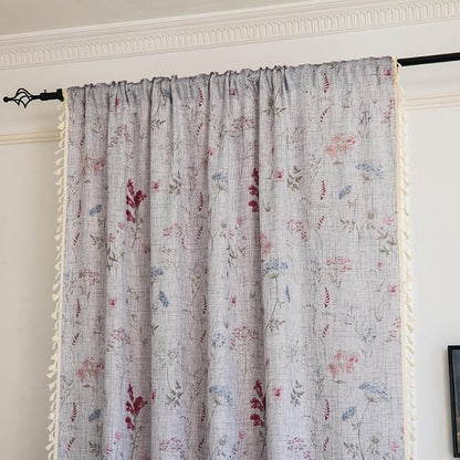 ENJOYBRIDAL Floral Curtains 84 Inch Long Semi Sheer Cute Drapes Light Filtering - Image 2