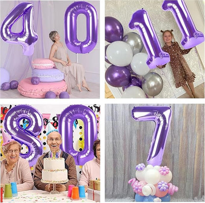 Purple Number Balloons, 40 Inch Purple Balloon 7.7 Helium Balloon 7th Birthday - Image 3