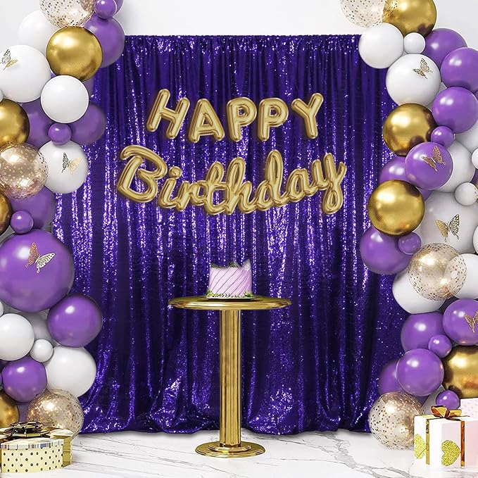 SquarePie 6x6ft Purple Sequin Backdrop, High Density Non-Transparent Glitter - Image 6
