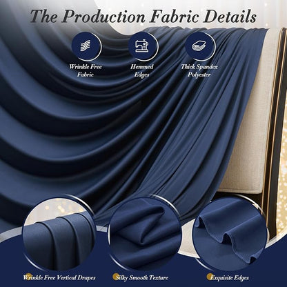 30 ft x 10 ft Wrinkle Free Navy Blue Backdrop Curtain - Image 7