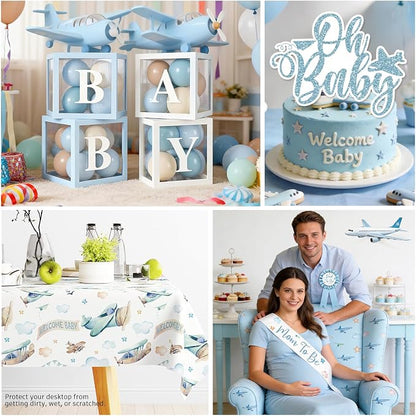 288PCS Cocomigo Blue Airplane Baby Shower Decorations - Image 6