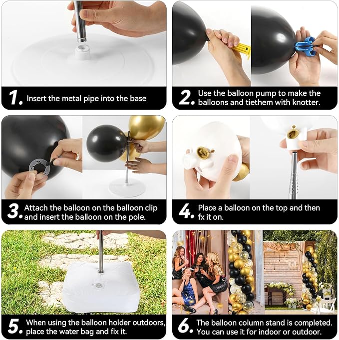 2 Sets Black and Gold Balloon Column Stand Kit - Image 5