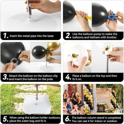 2 Sets Black and Gold Balloon Column Stand Kit - Image 5