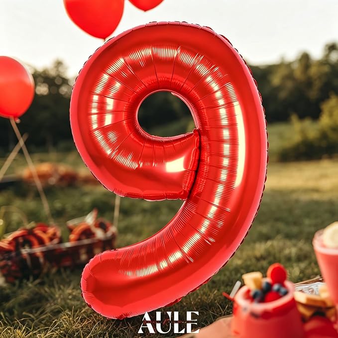 AULE 40 Inch Red 9 Balloon Number Foil 0-9 Birthday Big Numbers | Birthday - Image 2