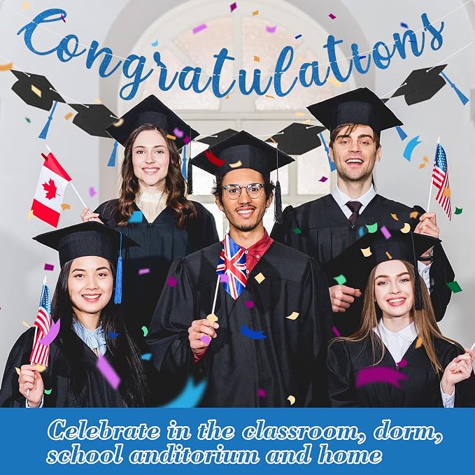 Class of 2026 Graduation Decorations Pre-Strung Glitter Congratulations Banner - Image 5