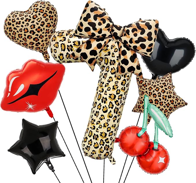 Leopard Print Bow Balloons Birthday Decorations 40Inch Cheetah Number 7 Foil by Unknown