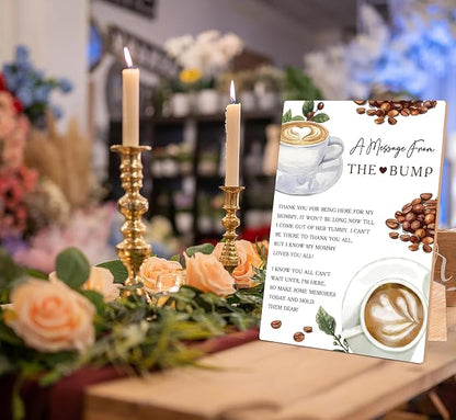 Coffee Beans A Message From the Bump Baby Shower Signs, Wooden Gender Reveal - Image 3