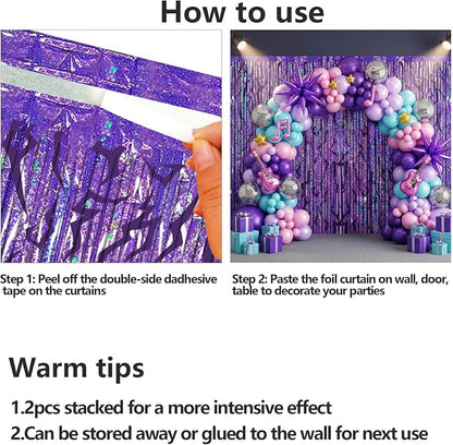 2 Packs Purple Foil Fringe Curtain, Baby Shower, Graduation, Bachelorette - Image 7