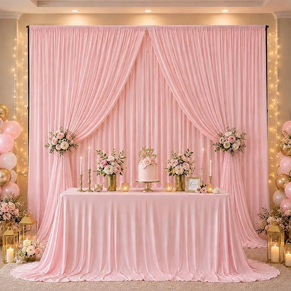 ESGOTBME 10x10ft Wrinkle Free Blush Pink Backdrop Curtain - Image 2