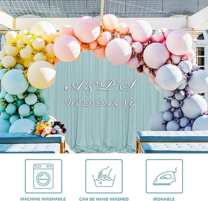 Light Green Backdrop for Parties Wedding Cyan Backdrop Curtains Rod Pocket - Image 6