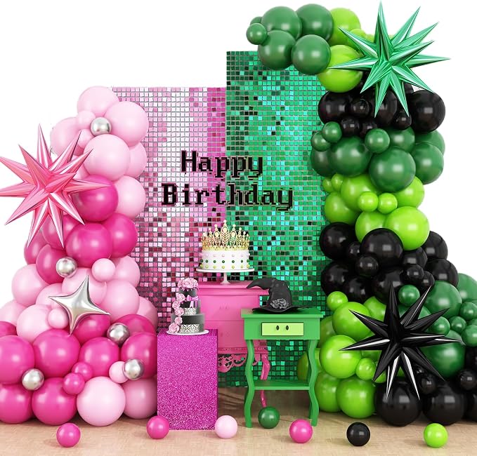 Pink Green Black Balloon Arch Kit - Image 8