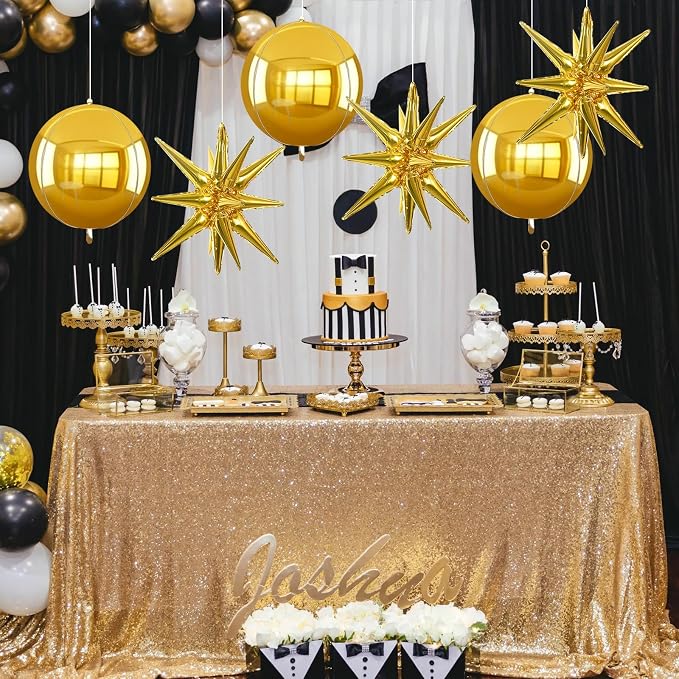 TONIFUL 8 Pcs 22Inch Gold Large 4D Giant Round and Star Balloons Explosion Star - Image 5