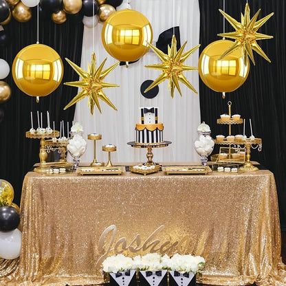 TONIFUL 8 Pcs 22Inch Gold Large 4D Giant Round and Star Balloons Explosion Star - Image 5