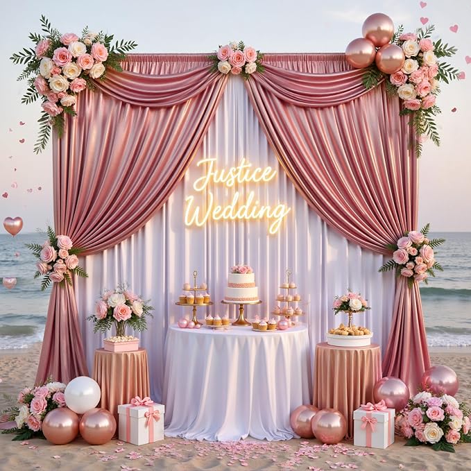 gogoparti 10x10FT Rose Gold Sequin Backdrop Curtain - Image 7