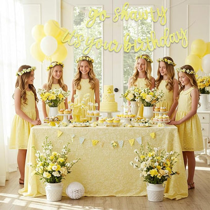 BEISHIDA Light Yellow Pre-Strung Go Shawty It's Your Birthday Banner Decor | - Image 4