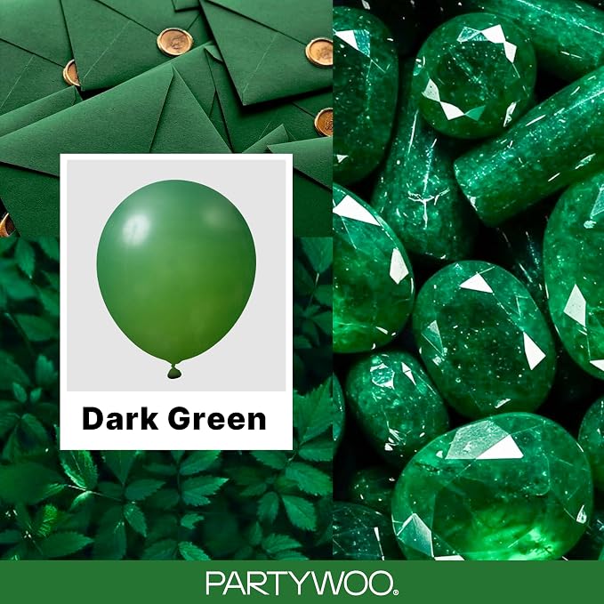 PartyWoo Dark Green Balloons 85pcs Emerald Hunter Forest Green Color | - Image 2