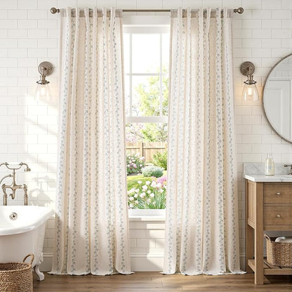 Cathy Linen Floral Curtains for Living Room Privacy Curtains 96 inch Length Set - Image 6