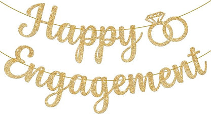KatchOn Glitter Happy Engagement Banner 10 Ft, Engagement Party Decorations | by KatchOn