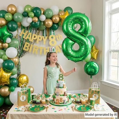 Green Number 8 Balloon 40 Inch, Lustrous Foil - Image 2