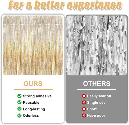 3 Pack 3.3 x 9.9 ft Holographic Champagne Gold Streamers Party Decorations | - Image 3