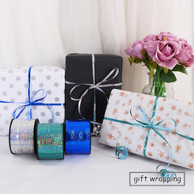 BEISHIDA Blue Blue Silver Curling Ribbons Balloon String Ribbons - Image 4