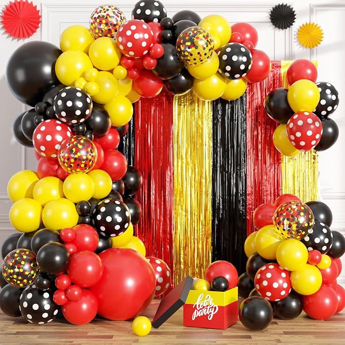 Red Yellow Black Balloon Arch Garland Kit Birthday Party Decorations | Red by Payolorn