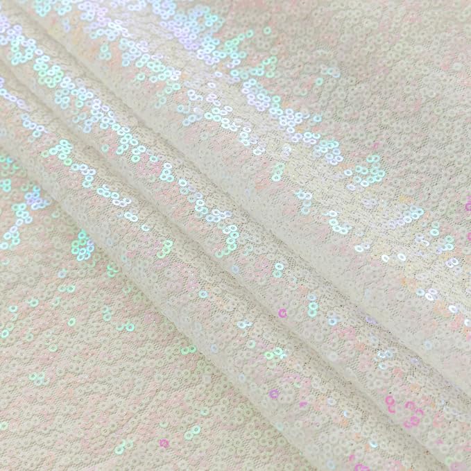 Sugargirl White Iridescent Sequin Backdrop Curtain 10FTx10FT Glitter White - Image 8