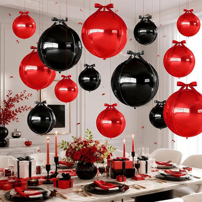 Black Red Round Foil Balloons - Image 4
