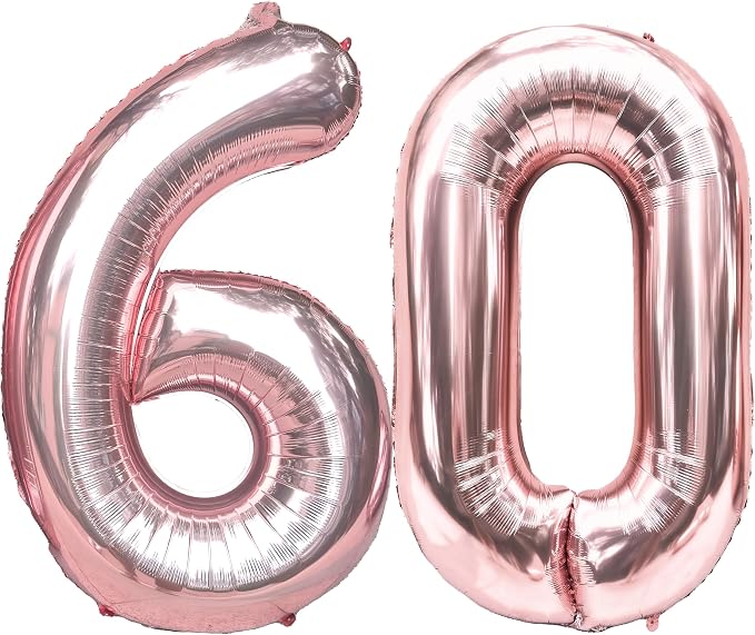 FIROMI 60 Foil Number Balloons Rose Gold 40-inch Big Mylar Balloon Numbers | by Firomi