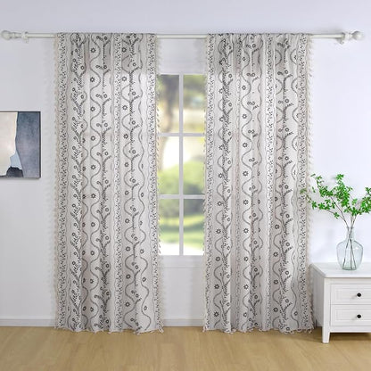 Schweek White 96 Inches Long Semi Sheer Curtains 2 Panels - Image 2