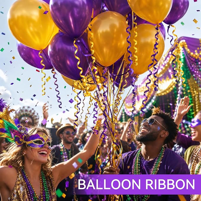 TONIFUL Shiny 500 Yards Purple and Gold Curling Ribbon Balloon String | Balloon - Image 4