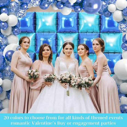 LightBlue and Blue Square Foil Balloons 25 Pcs Metallic LightBlue and Blue - Image 4