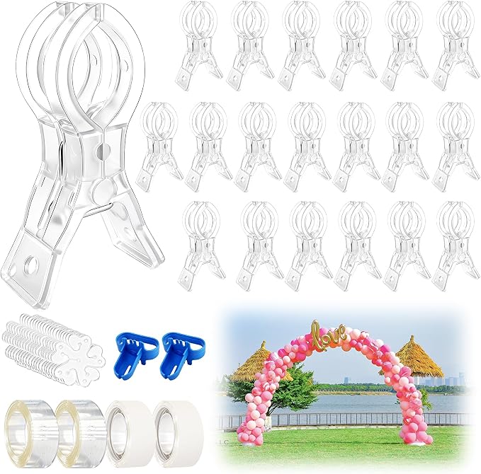 46Pcs Balloon Arch Clips Set Includes 20 3.5" Large Clear Backdrop Clips by Unknown
