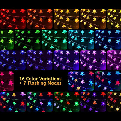 Minetom Star String Lights Battery Operated - 17 ft 50 LED Color Changing Star - Image 2