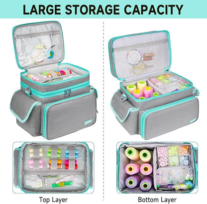 LEFOR·Z Small Sewing Supplies Organizer Bag, Sewing Box | Double-Layer Sewing - Image 3