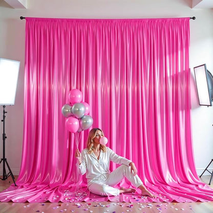 40x10ft Hot Pink Glitter Backdrop Curtain - Image 7
