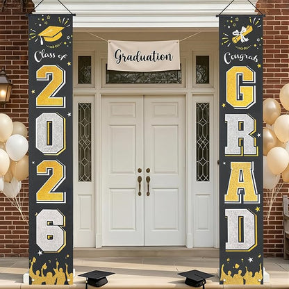 OLANRUN 2026 Graduation Decorations, Graduation Banner Black Class of 2026 by OLANRUN