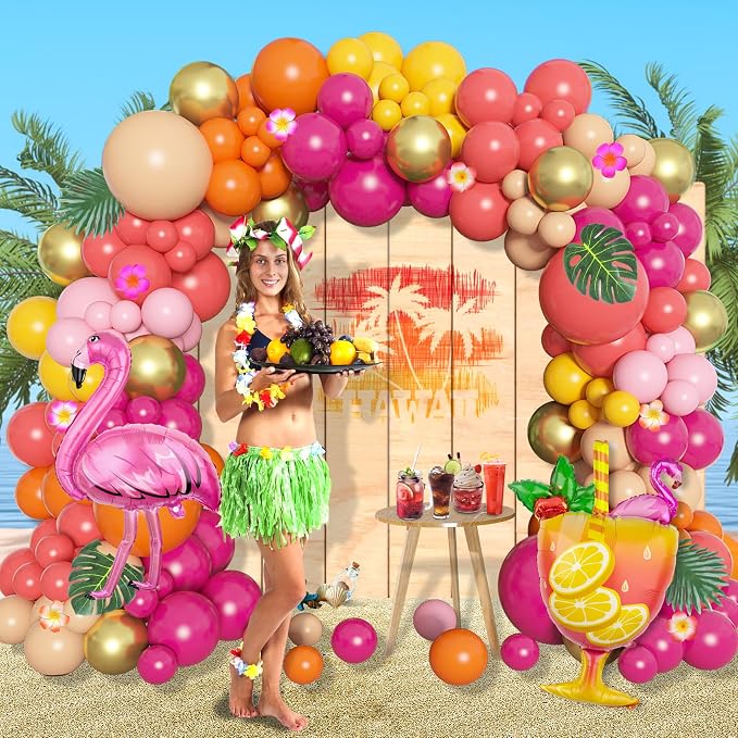 178Pcs Tropical Balloons Arch Garland Kit Luau Party Decorations | Aloha - Image 7