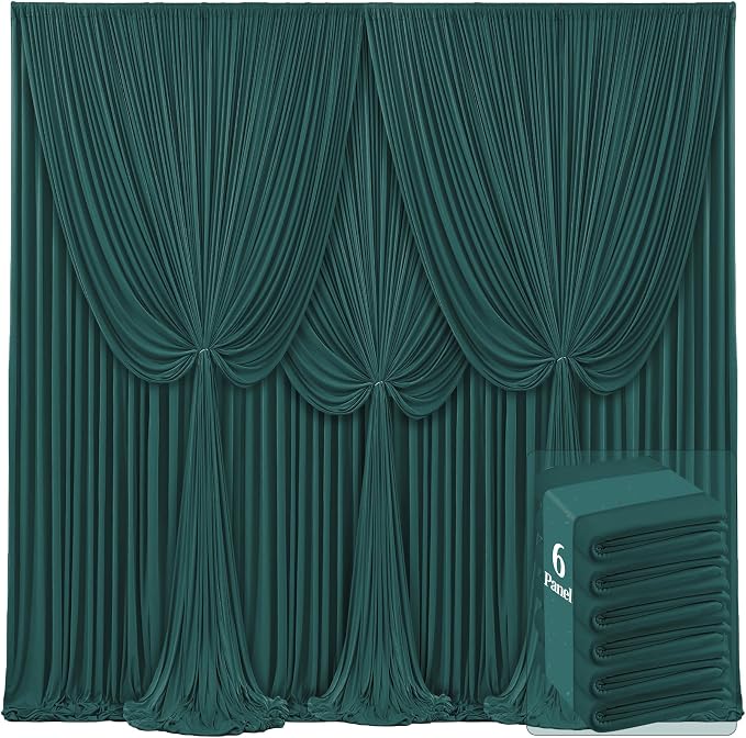 6 Panels Hunter Green Backdrop Curtains by Tao-GePartyDecorations