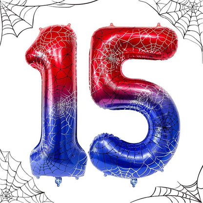 40 Inch Spider Theme Number Foil Balloons, Large Number 15 Balloons by TNCDJKPA