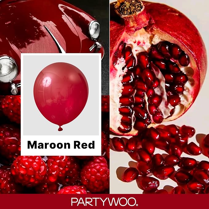 PartyWoo Burgundy Balloons 100pcs Dark Red Maroon Ruby Red Color | 36 18 12 10 - Image 2