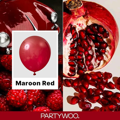 PartyWoo Burgundy Balloons 100pcs Dark Red Maroon Ruby Red Color | 36 18 12 10 - Image 2