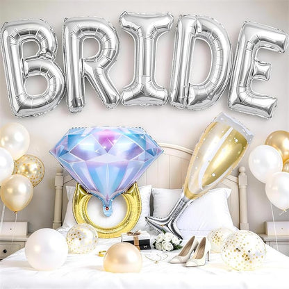 40inch Silver Bride Balloons Bachelorette, Bride To Be Bridal Shower Balloon by Togvu