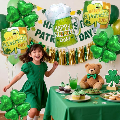 St. Patrick's Day Balloons 5pcs 18 Inch Shamrock Balloons Clover Foil Balloon - Image 8