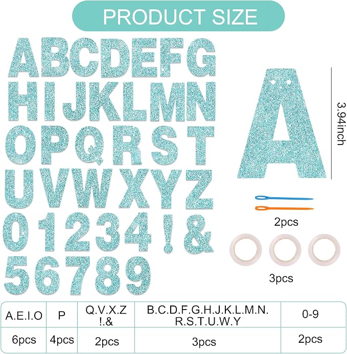 BEISHIDA Light Blue 116 PCS A-Z DIY Letter Custom Banner Party Decor | 111 - Image 3
